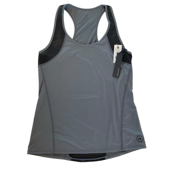 NWT Aether Total Eclipse Wonder Athletic Tank Top Womens 2 Graphite Sheer Panels - Picture 1 of 12